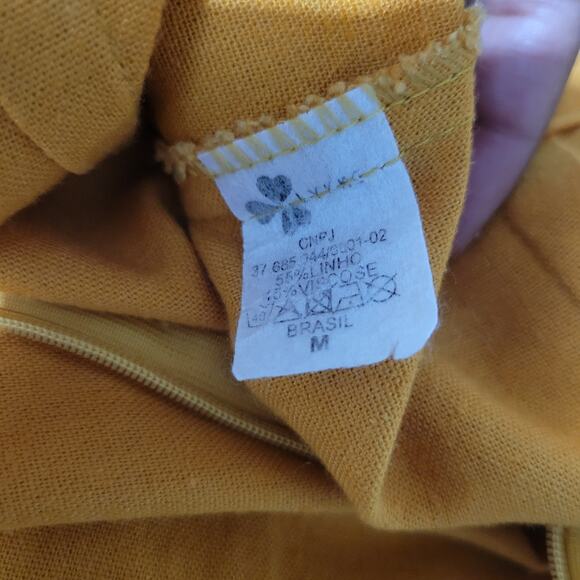 Lykke Wrap Pants Yellow Wide Leg High Waist Palazzo Trousers Linen Size Medium - Picture 7 of 13